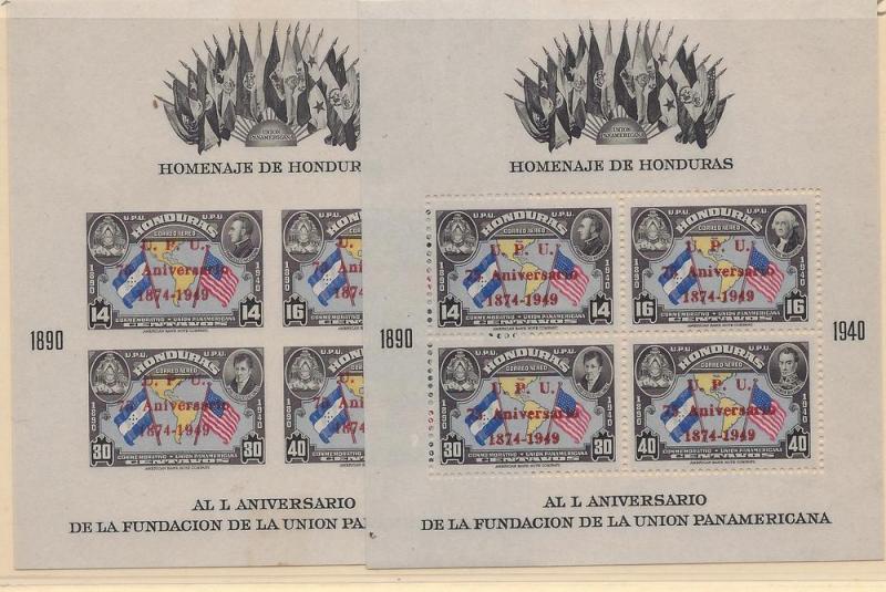 Honduras, 187,187a, UPU 1949 Perf & Imperf S/S(4),**MNH**