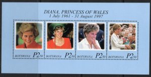 Thematic stamps BOTSWANA 1998 DIANA SHEETLET OF 4 mint