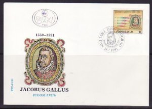 Yugoslavia, Scott cat. 2109. Composer J. Gallus issue. First day cover. ^