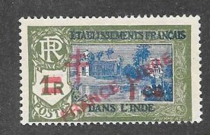 French India Scott 198 Unused HOG - 1943 1ca on 1fr Surcharged - SCV $4.75