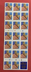 Scott 2920a 32c FLAG OVER PORCH ISSUE BOOKLET OF 20 UNFOLDED PL#V12212, 1995