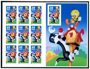 US  3205  Sylvester & Tweety - Conv Booklet of 10 - MNH - 1998 -  Spec Die Cut