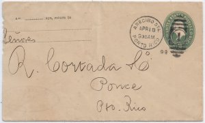 Arecibo to Ponce, Puerto Rico 1899 PR Sc # U1 (hk0012)