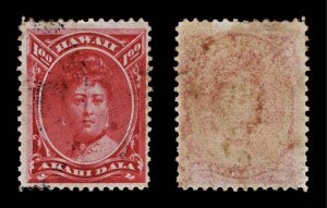 4350: Hawaii  $1 Bright Red. 1883. Sc#49 Mi34 Fine Used. C£250