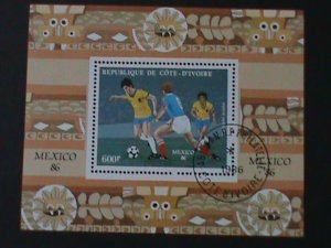 ​IVORY COAST-1986-WORLD CUP SOCCER MEXICO'86 CTO S/S VERY FINE-FANCY CANCEL