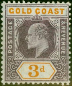 Gold Coast 1906 3d Dull Purple & Orange SG53b 'Damaged Frame & Crown' V.F VLM...