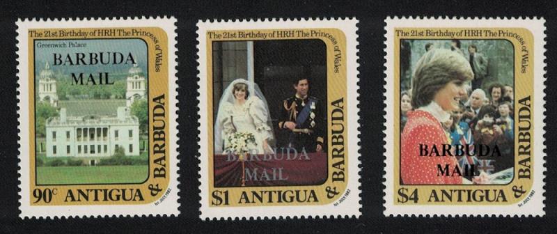 Barbuda 21st Birthday of Princess of Wales 2nd issue 3v SG#628-630