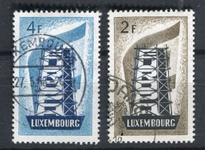 LUXEMBOURG; 1850s early Europa issue 2 fine used values 4Fr. & 2Fr.