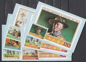 Lesotho, Scott cat. 357-362. Scouting Anniversary issue. 6 Max Cards.