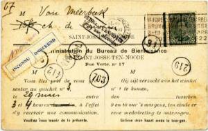 Belgium 3c Albert I 1922 Brussels Postcard Local use with label applied Incon...