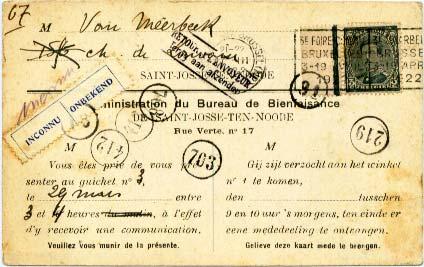 Belgium 3c Albert I 1922 Brussels Postcard Local use with label applied Incon...