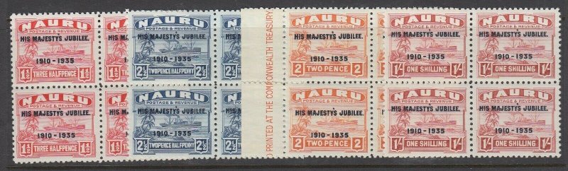 Nauru, Scott 31-34 (SG 40-43), MNH blocks of four