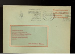 1959 Germany Red Cross Metered Stampless Prisoner of War POW Cover