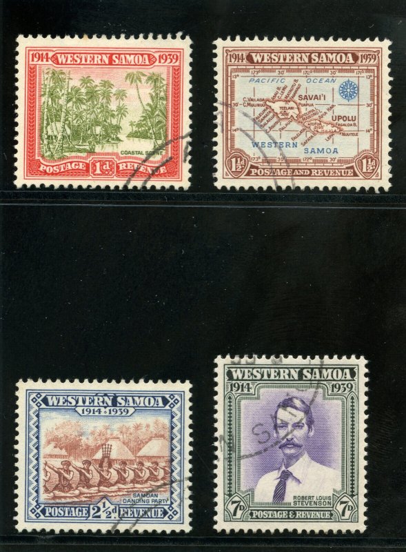 Samoa 1939 Anniversary of NZ Control set complete VFU. SG 195-198. Sc 181-184.