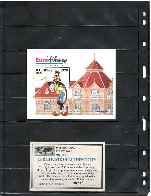 MALDIVES  1992 'DISNEY CARTOONS  M.S.  #1829  MNH