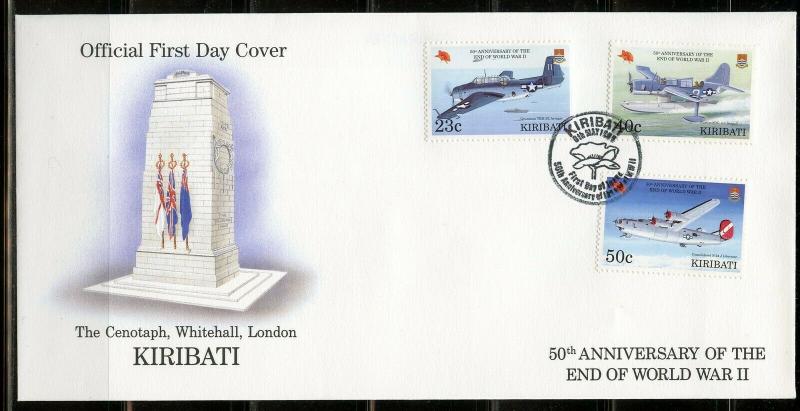 KIRIBATI 1995 50th ANNIVERSARY THE END OF WORLD WAR II SET OF 2 FIRST DAY COVERS 