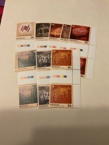 Australia Rock Paintings Gutter Pair set of 8, 1984, #932-939, MNH