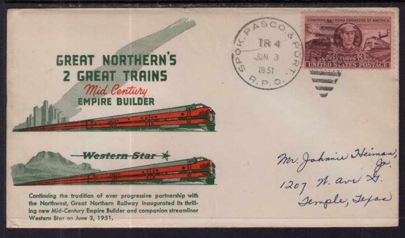 US Great Northern Railway Trains Empire Builder,Western Star 1951 Cover