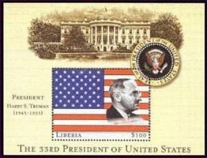 Liberia 2001 - 33rd President Of The US - Harry S. Truman  - S/S MNH