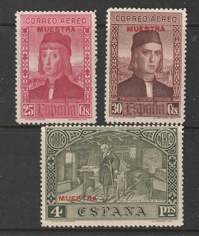 Spain x 3 early MH overprinted Muestra (Specimen)