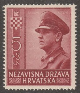 Croatia, stamp, Scott#B29a,  mint, hinged,  5+3, kn,