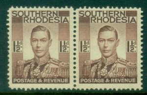 Southern Rhodesia 1937 KGVI Portrait 1½d pair MUH