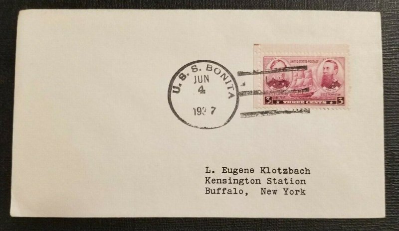 1937 Last Day Cover US Navy USS Bonita SS 165 Buffalo New York