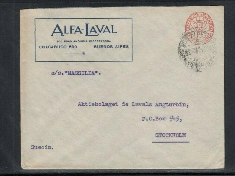 Cover Buenos Aires Argentina to Stockholm Sweden 1920s Meter