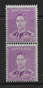 AUSTRALIA SG185a 1941 2d BRIGHT PURPLE p15x14 COIL PAIR MNH