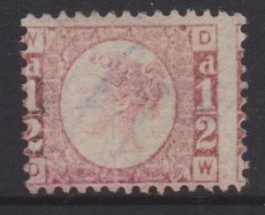 Great Britain 1870 QV 1/2d Dull Rose Sc#58 Plate 1 Used