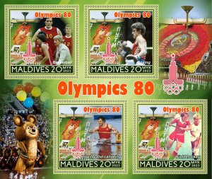 Stamps. Olympic Games 1980 in Moscow 2023 year 1+1 sheets perforated Maldivies