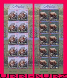 MOLDOVA 2014 Nature Fauna Snails Clams Mollusks Cone Shells 2 m-s Sc838, 842 MNH