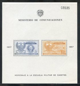 Colombia 647a MNH, Military Cadets Souvenir Sheet from 1957.