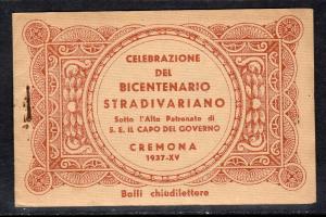 Italy Cremona Stradivaiano Music Cinderella Poster Stamp Full Booklet a778