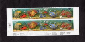 3317-3320 Aquarium Fish, MNH BOTTOM PB/8 w/banner