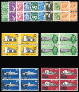 Nigeria 1961 Definitive set in blocks of four superb MNH. SG 89-101. Sc 101-113.