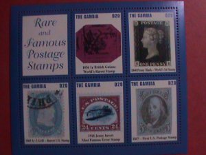 GAMBIA : 2004, SC#2871-STAMPS ON STAMP S/S MNH SHEET WORLD FAMOUS POSTAGE STAMPS