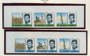 QATAR 1966 SCOTT #102/102A  JOHN F.  KENNEDY MEMORIAL SET IMPERF  MINT NH