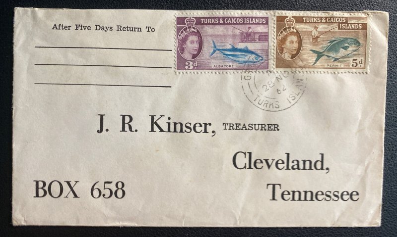 1962 Grand Turk Turks Island Pre Addressed Cover To Cleveland TN Usa