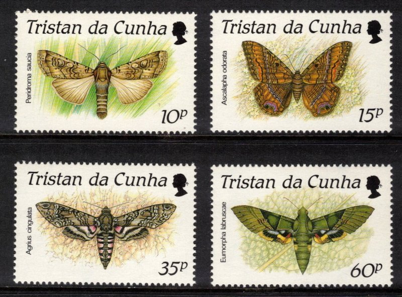 TRISTAN DA CUNHA 1990 Moths; Scott 472-75, SG 490-93; MNH