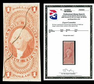 Scott R74a 1862 $1.00 Imperf Passage Ticket Used F-VF Cat $350 with PSE CERT