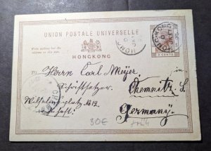 1895 British Hong Kong Postcard Cover to Chemnitz Germany