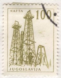 Yugoslavia 639 (used) 100d crude oil production, yellow olive (1961)