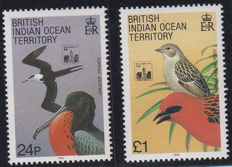 British Indian Ocean Territory # 145-146, Birds, Hong Kong '94, NH, 1/2 Cat.