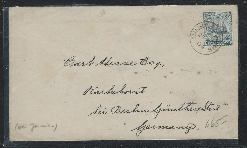 TURKS AND CAICOS ISLANDS (P3006B) 1905 2 1/2D SHIP COVER TO GERMANY