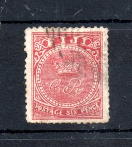 Fiji 1871 6d rose fine used SG12 Cat Val £300 Spiro Forgery WS19354