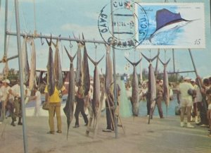 KV) 1987 CUBA, MAXIMUM CARDWITH ILLUSTRATION OF FLOWERS AND MAP SENT FROM