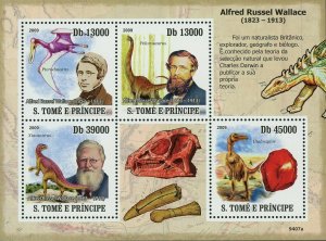 Dinosaurs Stamp Alfred Russel Wallace Pterodaustro Xiaosaurus S/S MNH #4130-4133