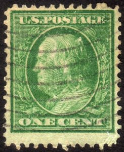 1910, US 1c, Used, Sc 374var, Double impression