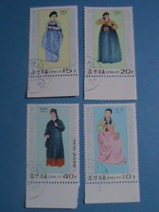 1977- SC#1558-61-KOREA STAMP: NATIONAL COSTUMES OF LI DYNASTY CTO-NH STAMPS